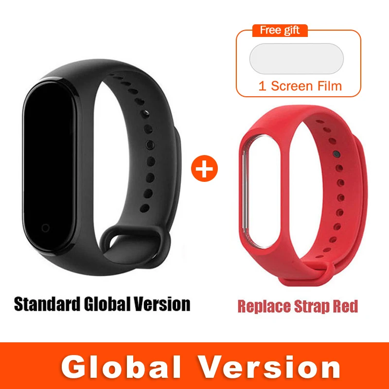 Global Red Strap Глобальная версия опционально Xiaomi mi Band 4 умный Браслет Пульс фитнес 135 мАч большой цветной экран Bluetooth 5,0 mi band - Цвет: Global Red Strap