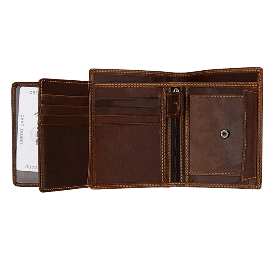 

Vintage Designer 100% Genuine Carteiras Masculinas Cowhide Leather Men Short Wallet Purse Card Holder Coin Pocket Male Wallets