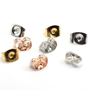 Заглушка для сережек-бабочек, из нержавеющей стали, золотого, розового, золотого, серебряного цветов, фурнитура для изготовления ювелирных изделий своими руками, 100 шт.лот