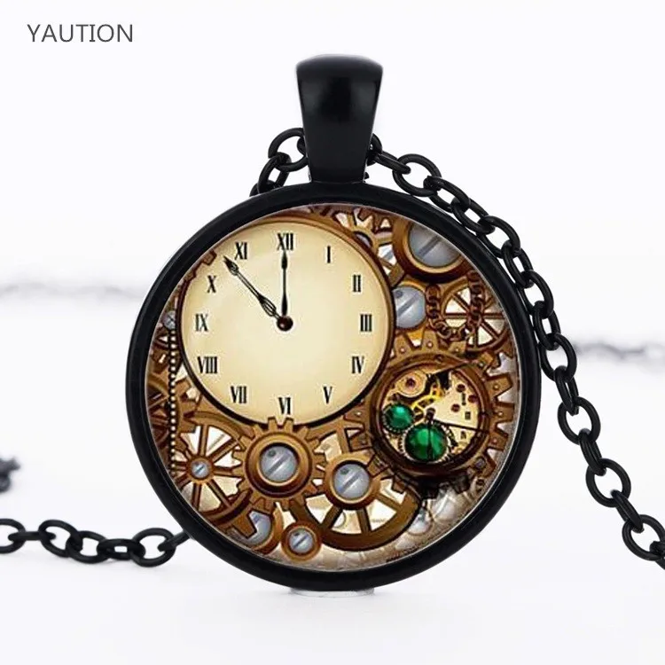 Часы в стиле стимпанк стеклянный купол ожерелья с подвесками индивидуальные