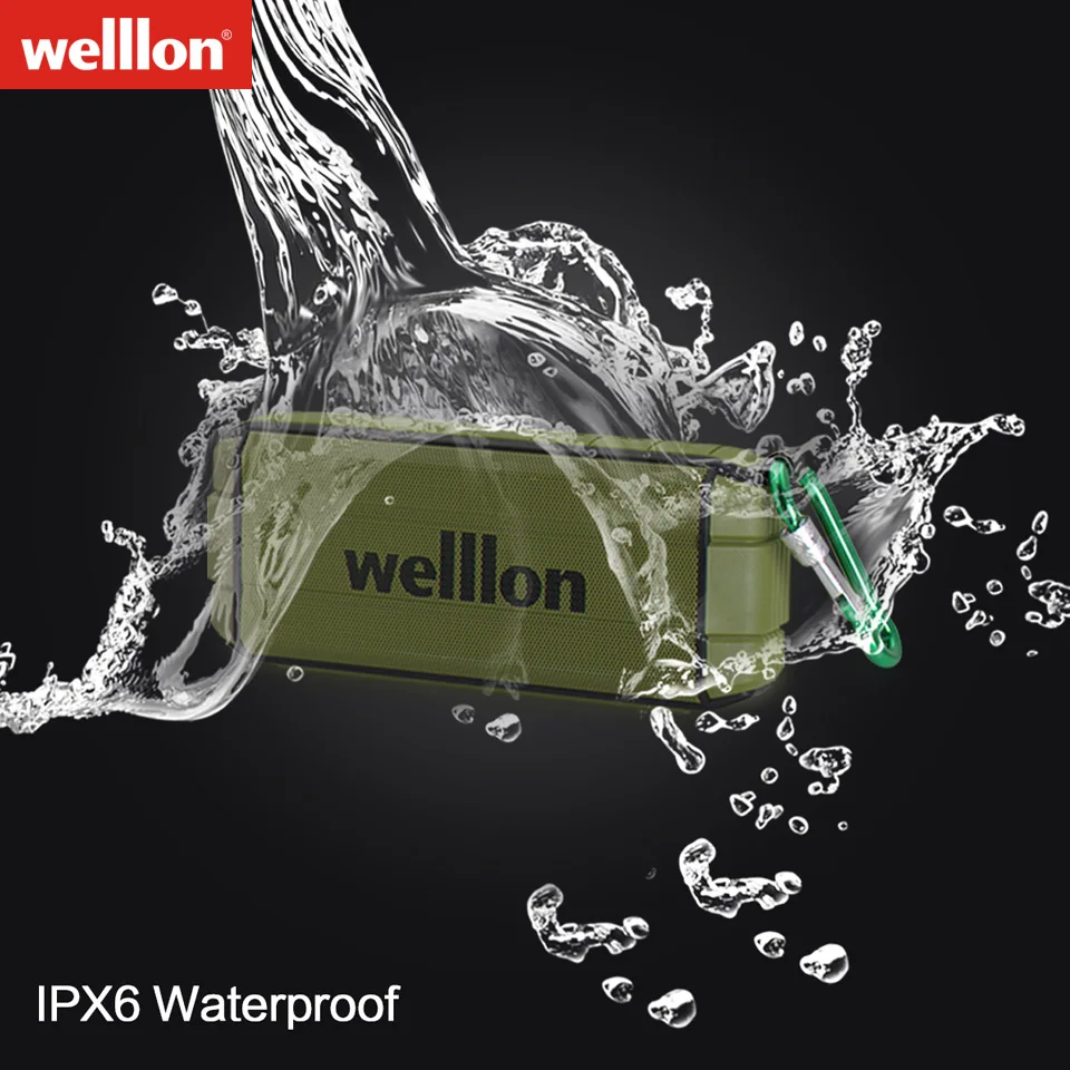 Welllon BT 4.2 IPX6 Водонепроницаемый Bluetooth Динамик Открытый прочный Портативный