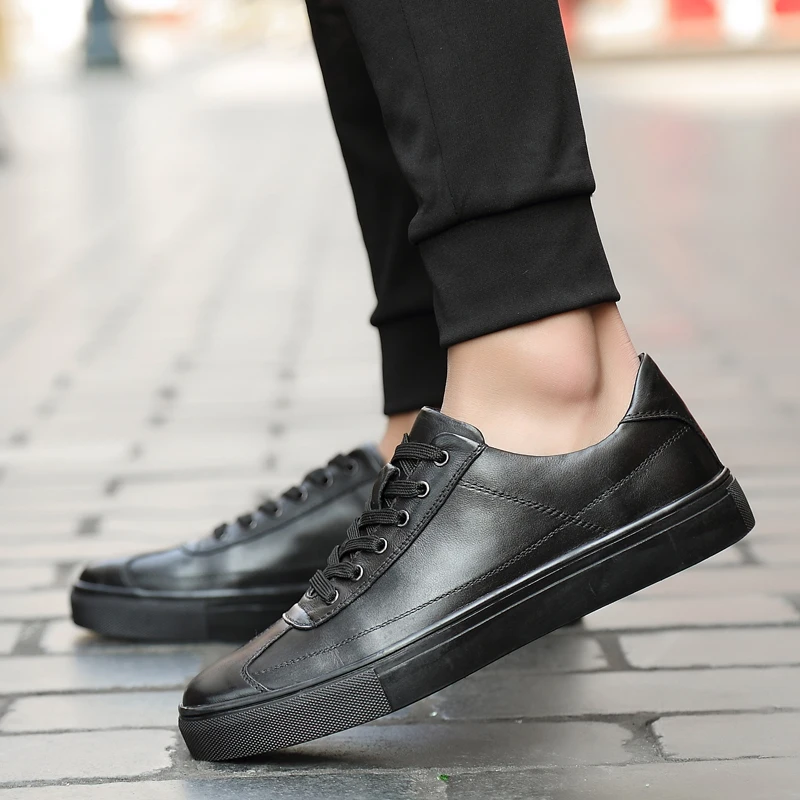 2019 Spring Luxury Brand Cow Leather Men Skateboarding Shoes Outdoor Fashion Lace Up Trainers Sneakers Plus Size 35-48 | Обувь