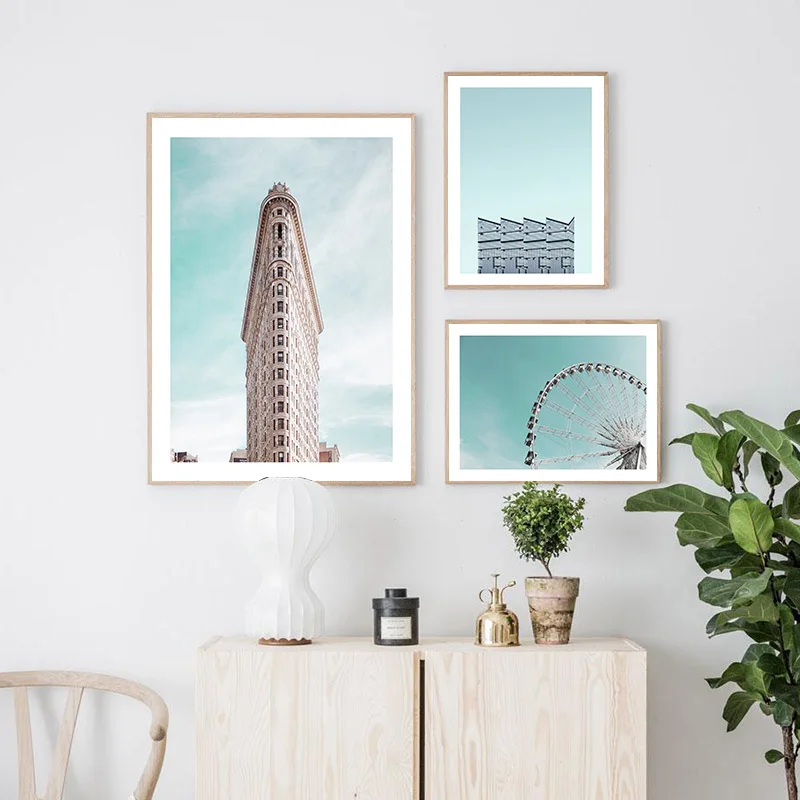 Скандинавский пейзаж картина архитектура постер для строительства холст