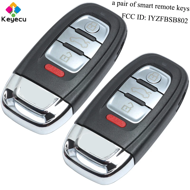 Запасной смарт ключ KEYECU с 4 кнопками и 433 МГц для Audi Q5 Q7 R8 S4 S5 S6 S8 TT Quattro FCC ID: