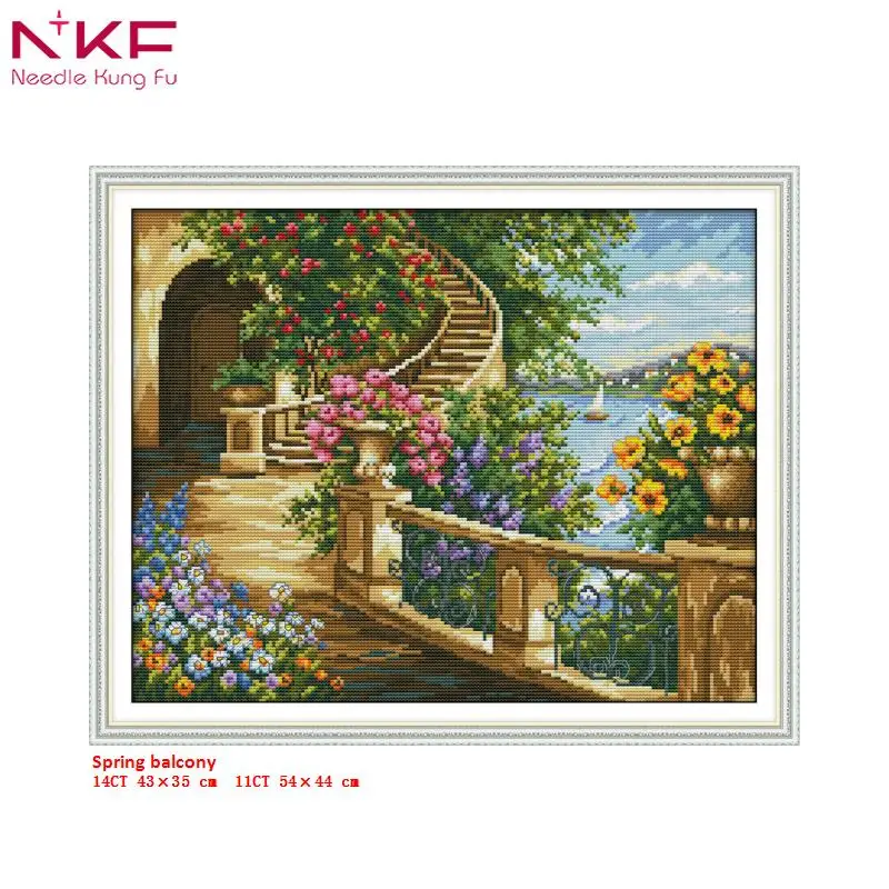NKF Новый Набор для вышивки крестом весенний балкон рукоделие DMC 11/14 CT DIY ручной