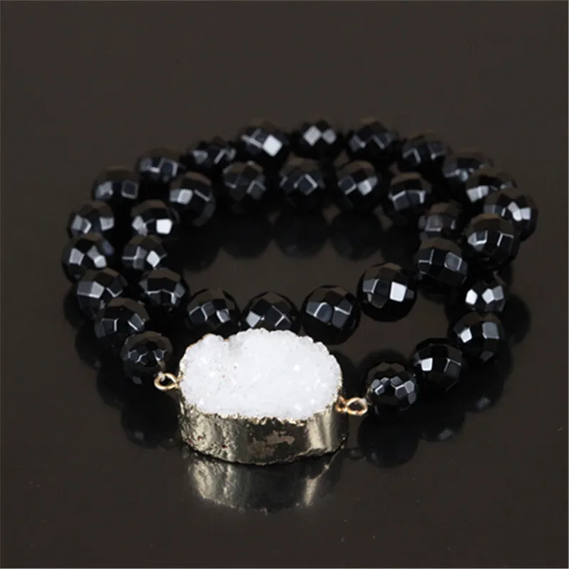 Высокое качество очарование drusy druzy Кристалл кварцевый камень Браслеты
