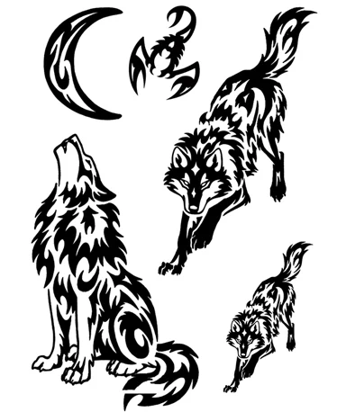 Водонепроницаемая Временная тату наклейка Тотем волка наклейки флэш поддельные