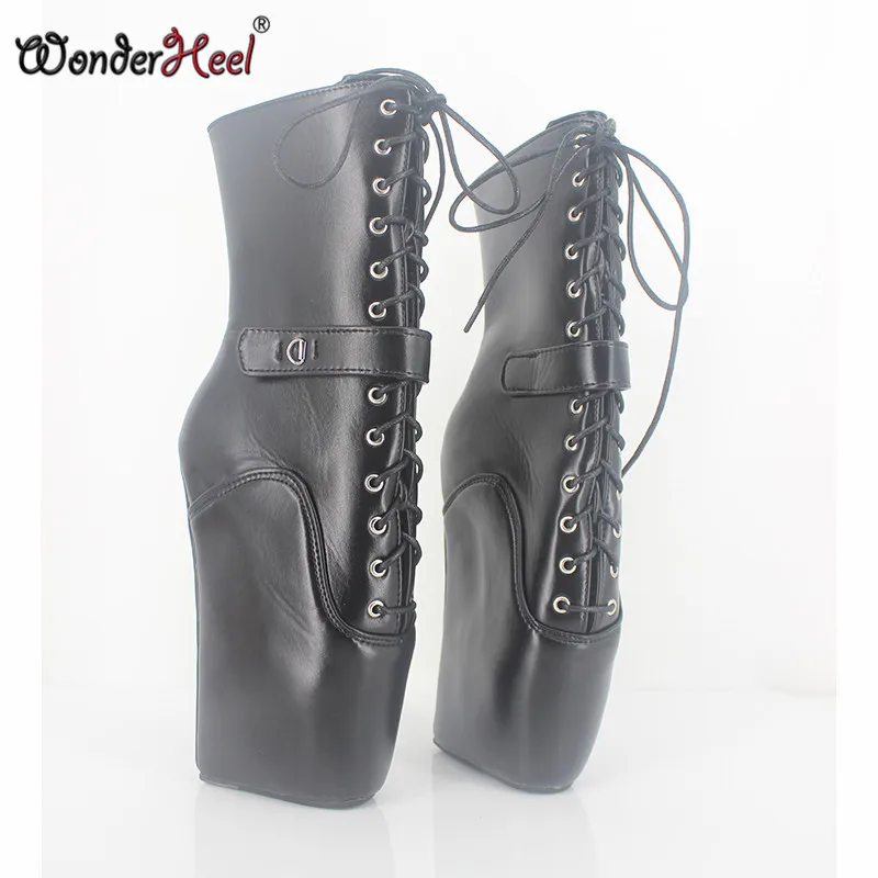 Wonderheel/Новые балетки на каблуке 7 дюймов, с необычным каблуком, из матовой искусственной кожи, модные пикантные туфли-лодочки, балетки, ботильоны