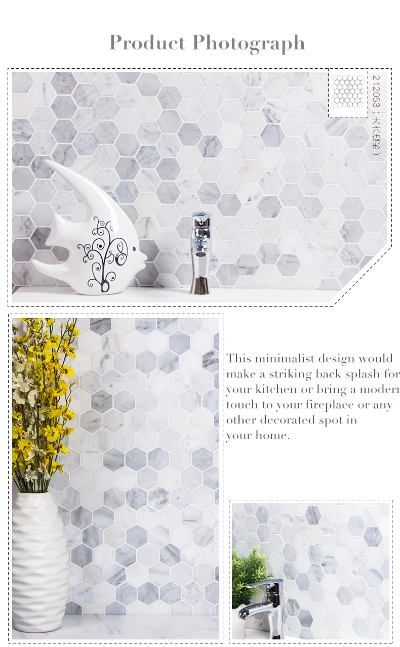 Бытовая Шестигранная плитка из каррарского мрамора кухонный брызговик декор для