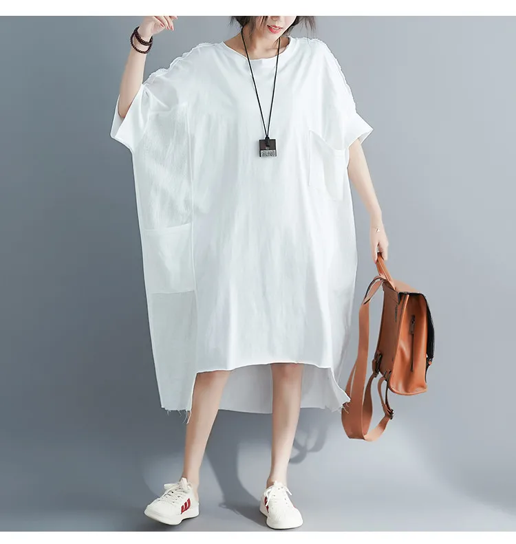Летнее модное однотонное Повседневное платье 2019 для женщин Свободные