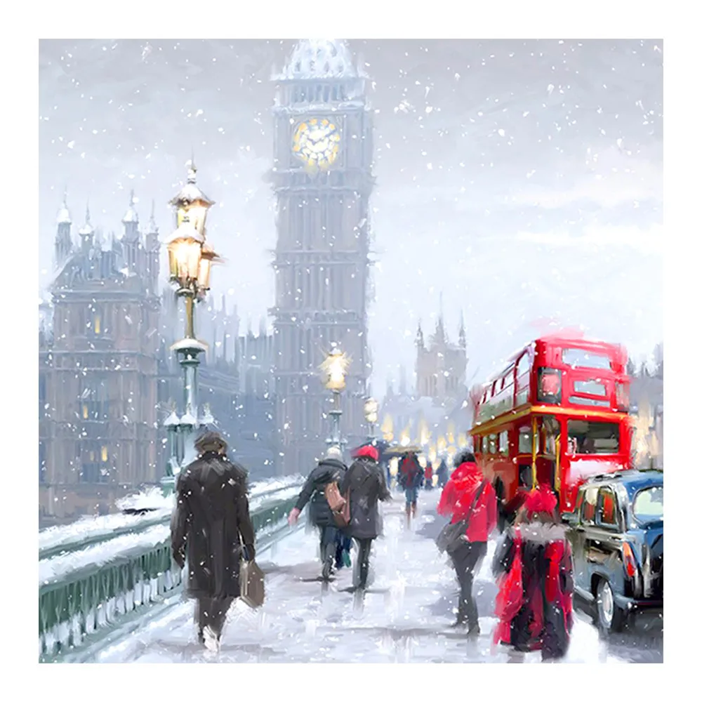 Лондон Биг Бен улица вид Алмазная картина живописный портрет круглый полный