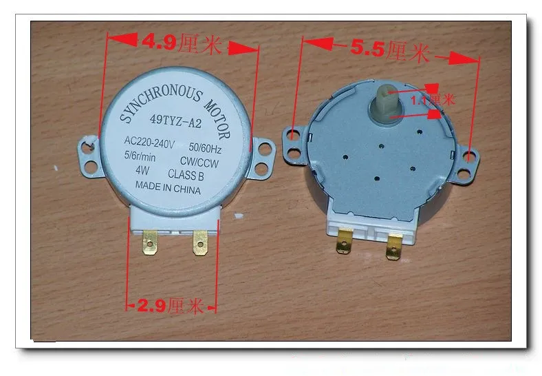 

Синхронный двигатель для микроволновой печи 49TYZ-A2, 4 Вт, 5/6 об/мин, переменный ток 220-240 В, 50/60 Гц, 1 шт.