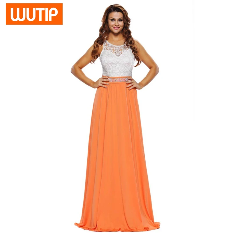 Элегантные Длинные Вечерние Платья с Тех Довольно 2017 Vestido Платья/Пром orange T-shirt