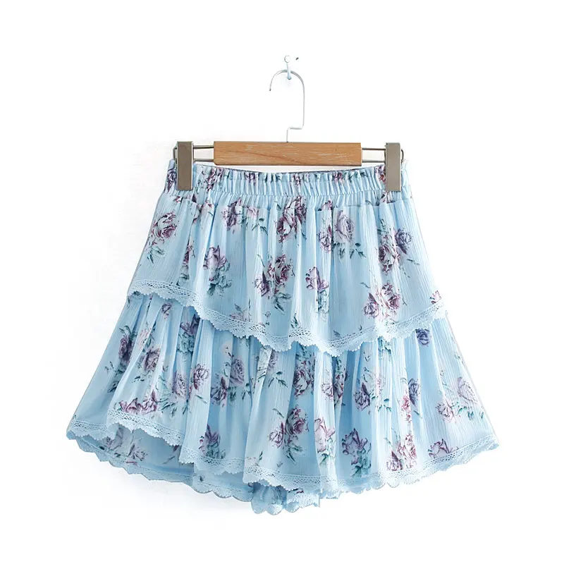 2019 новая женская мода эластичный Цветочный Пояс с принтом плиссированная юбка
