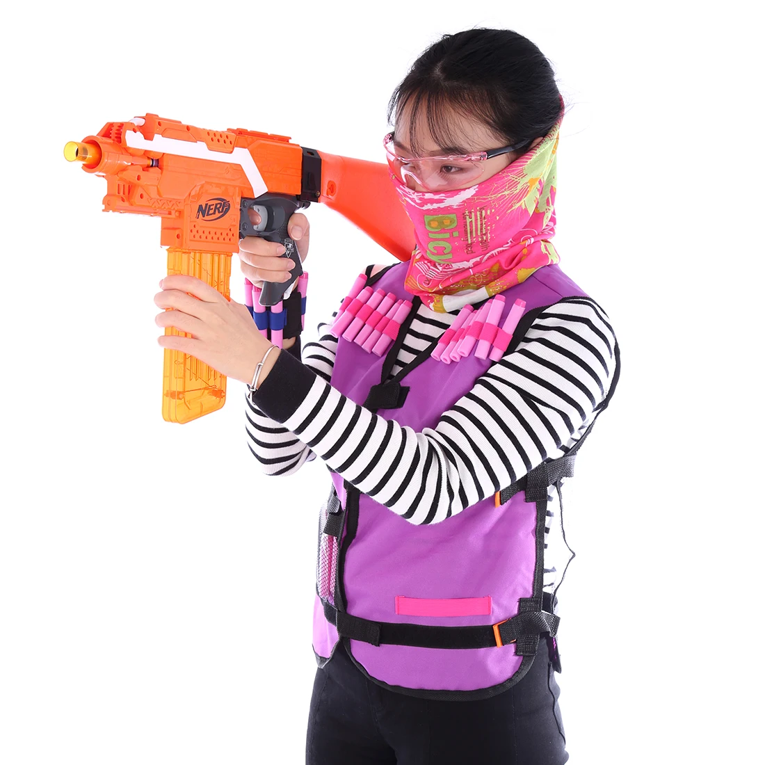 Женский Тактический Защитный патрон для Nerf N-strike Элитной серии мягкий браслет с пулями 10 мягких пуль шарф маска+ очки
