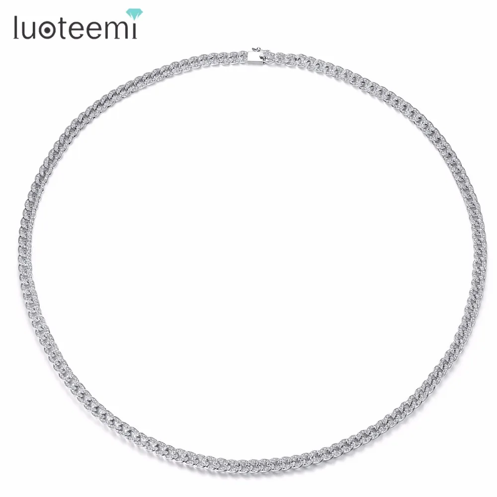 Длинное ожерелье LUOTEEMI популярное модное украшение из меди с фианитами для женщин