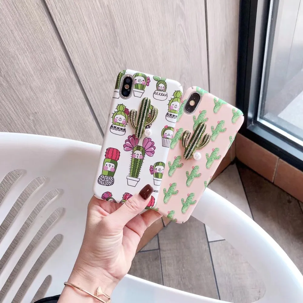 cactus print design cute cartoon stereoscopic cover for apple iphone 6 6s 6P plus iPhone 7 7P 8 8P X soft mobile phone Case |