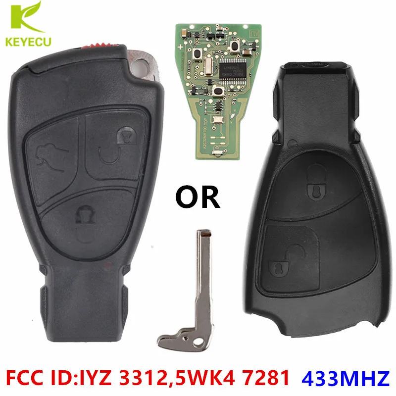 KEYECU Замена дистанционного брелока 2/3 кнопки 433 МГц IYZ 3312 для Mercedes Benz B C E ML S CLK CL Complte плата управления