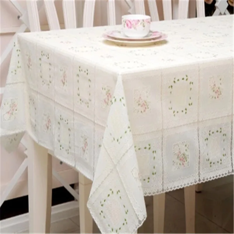 

Free Shipping elegance White soft cheap PVC tablecloth tea Cup Mat Table Cover Tabl e Runner water oil proof dining table cloth