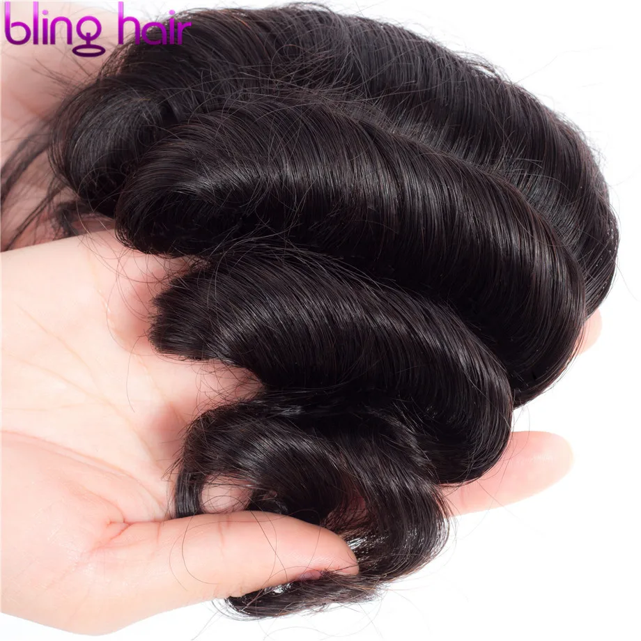 Bling Hair бразильские свободные глубокая волна человеческие волосы закрытие с ребенком волос 4*4 бесплатно/средний/три части remy волос натуральный цвет