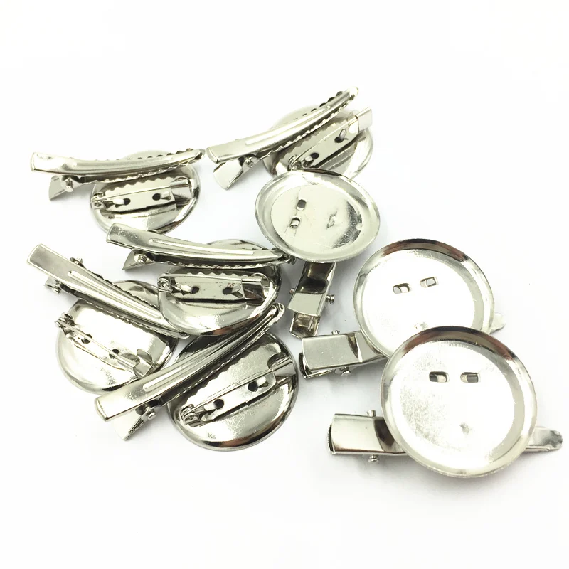 10Pcs Brooches With Clip Silver Tone Round Alloy Cabochon Cameo Frame Setting Crafts Making Findings ( Base 29mm) Charms 44mm |