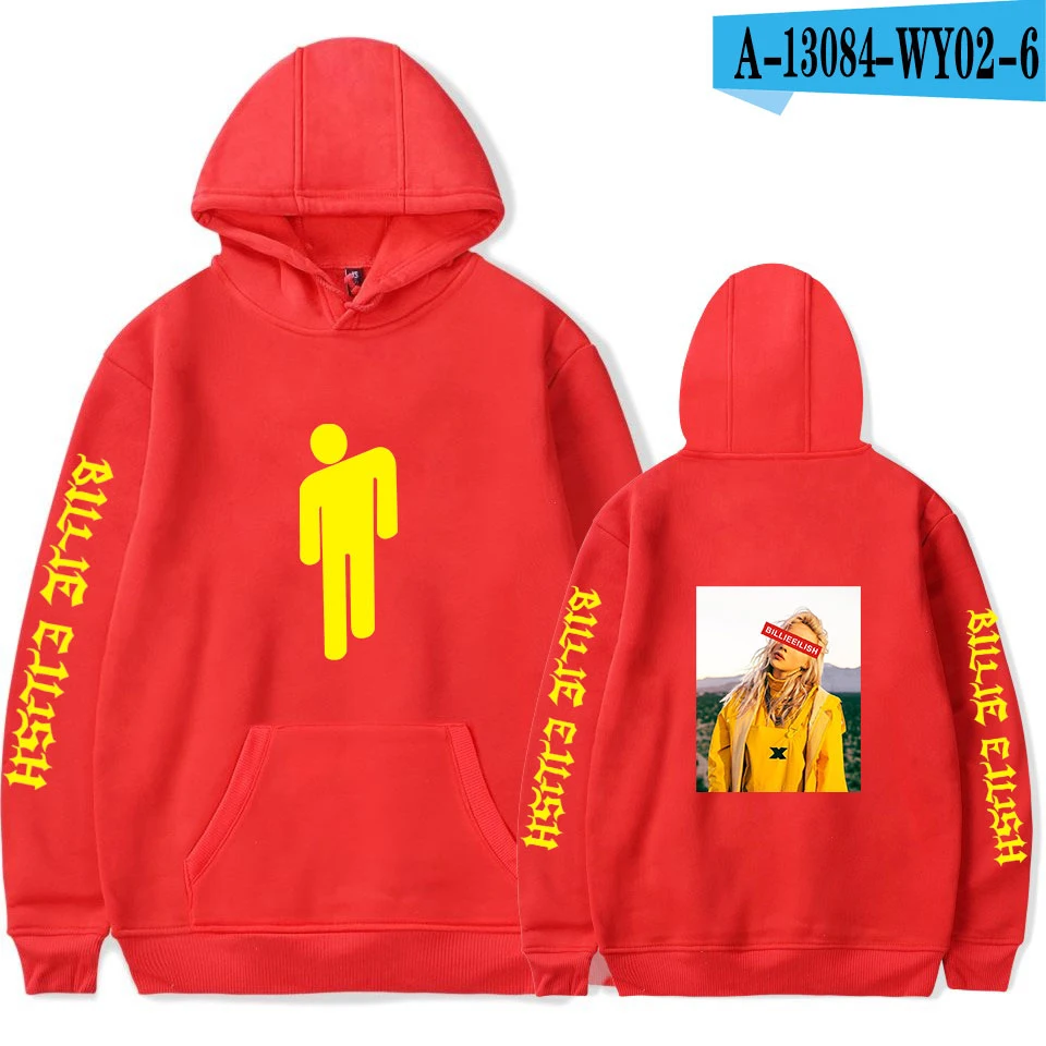 Red Популярная женская/мужская одежда с капюшоном и принтом FADUN Tommee Billie Eilish, повседневные толстовки с капюшоном K-pops, толстовки размера плюс 4XL - Цвет: Red