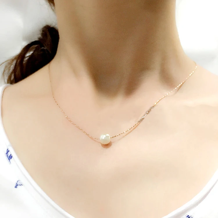 Высококачественное ожерелье из натурального розового золота с одним