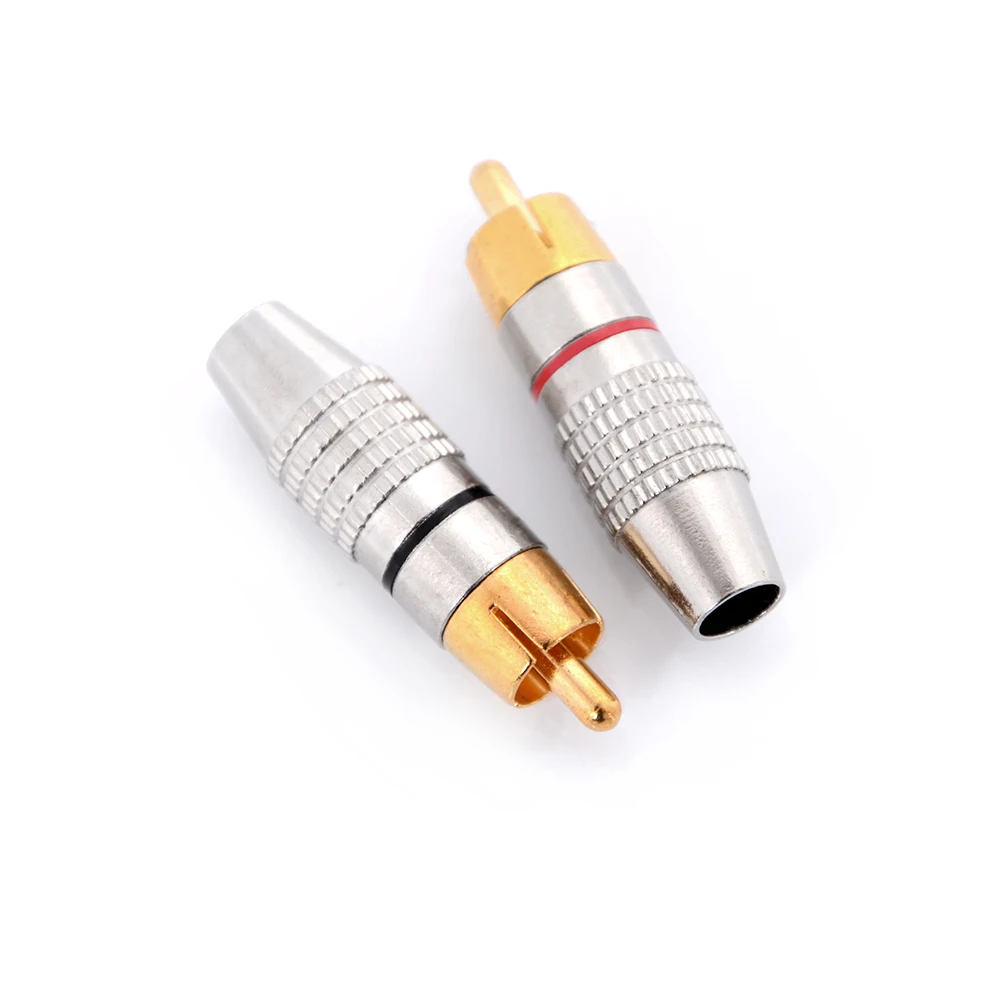 

2PCS/set Gold RCA Plug Solder Audio Video Adapter Connector Male to Male Convertor Balck + Red