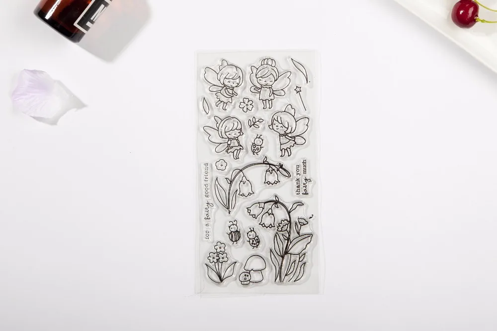 TPP цветок фея прозрачные резиновые штампы/Дети ясные штампы и для