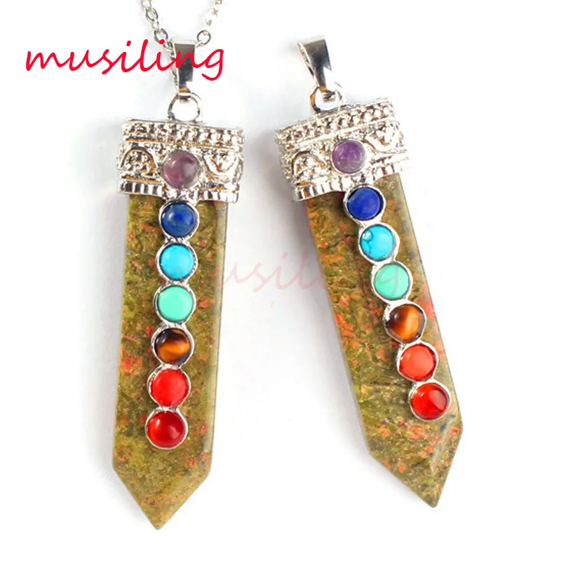 Меч 7 Чакра бусы кулон ожерелье цепочка лазурит и т. Д. Натуральный камень