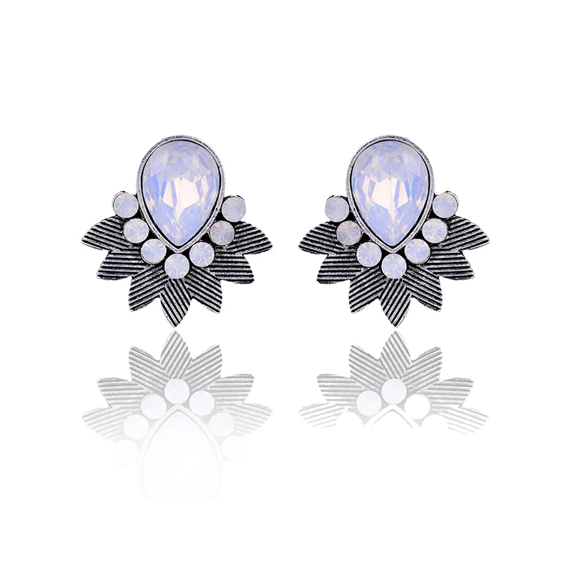 opal white LUBOV, Экзотические акриловые серьги в форме капли воды, металлический нагрудник, дизайнерские женские серьги-гвоздики в рождественской тематике, подарки, модное ювелирное изделие - Окраска металла: opal white