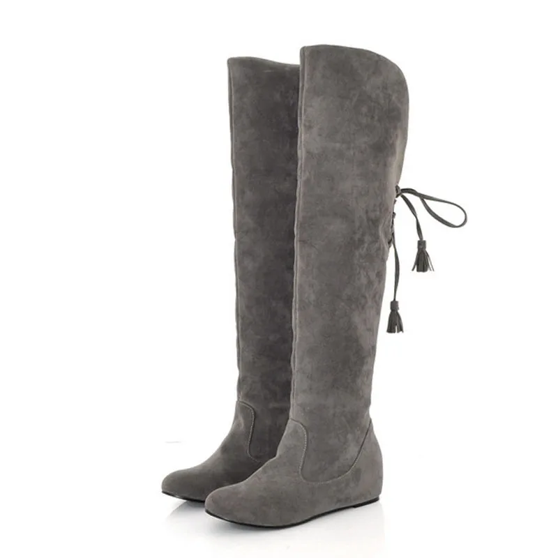 CULARACCI 5 цветов женские облегающие высокие сапоги плюшевые теплые меховые зимние