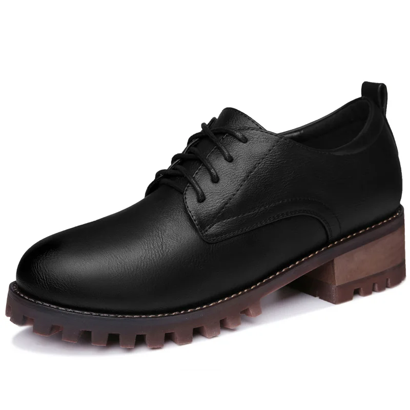 Women's Spring 2017 Vintage Waxed Upper Platform Mid Heels Height Increase Office Work Travel Lady Bootie Ankle Boots Shoes | Обувь