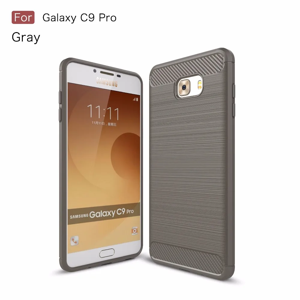 Для Samsung C9 Pro Случае Углеродного Волокна ТПУ Матовый Корпус Телефона Обратно