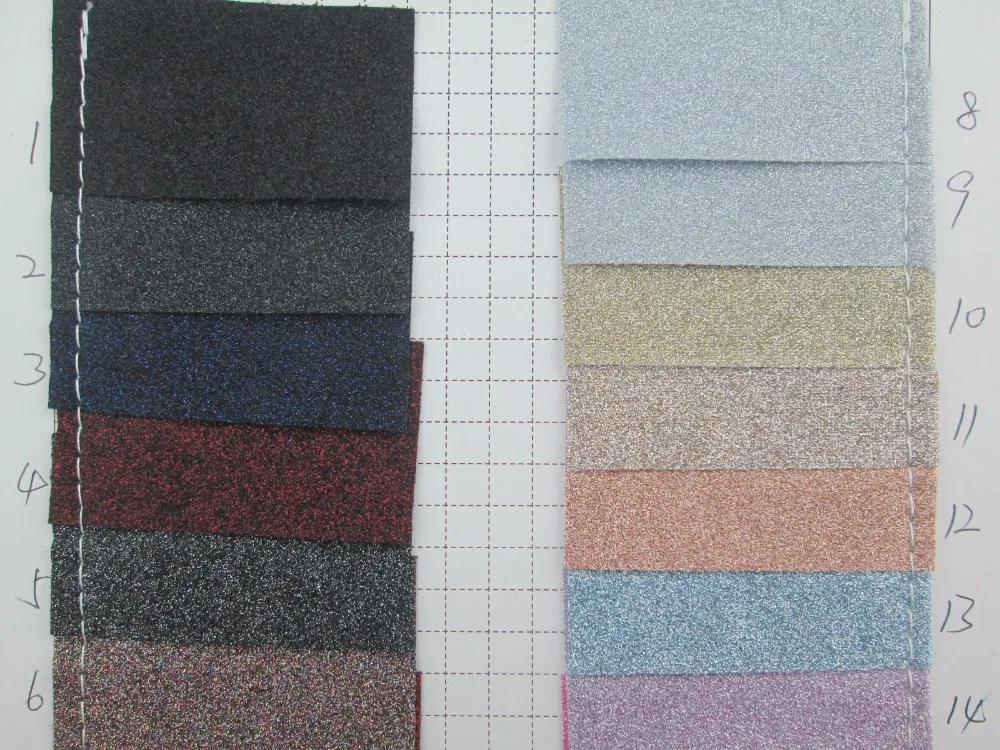

pink glitter pieces style synthetic leather fabric PVC faux leather textile fabric 15 color for bag decorative leather fabric
