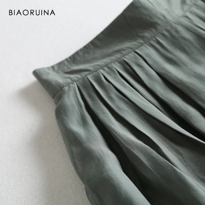 BIAORUINA Женские однотонные Модные свободные широкие брюки Капри женские