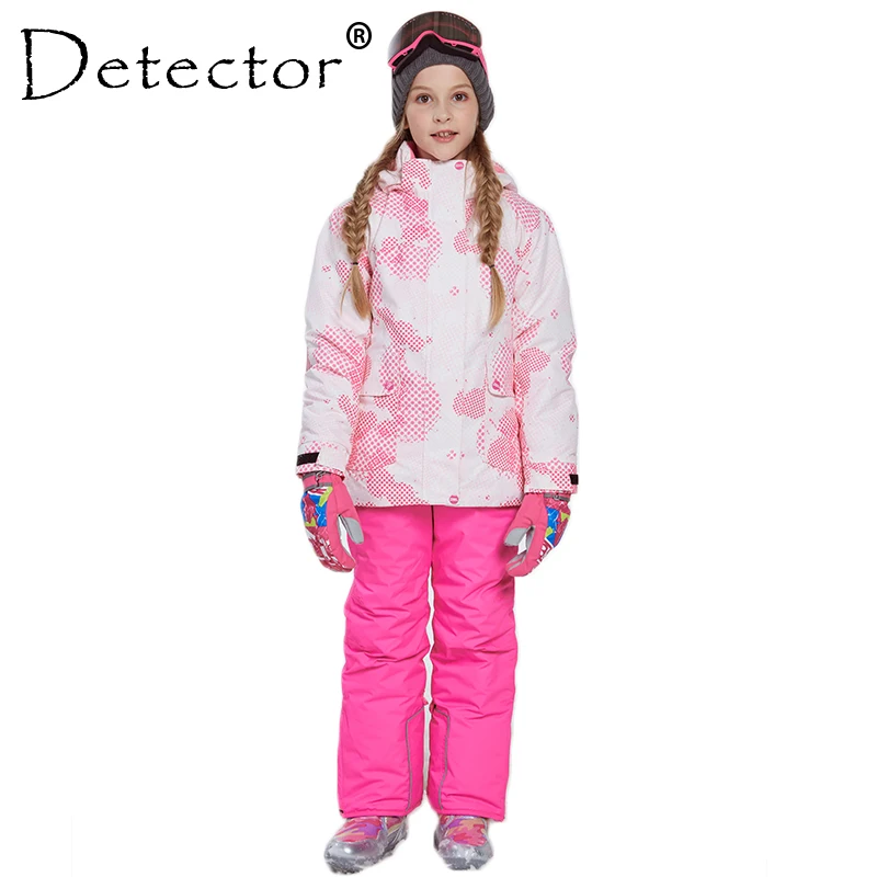 Комплекты зимней одежды для девочек ветрозащитная Лыжная куртка и штаны