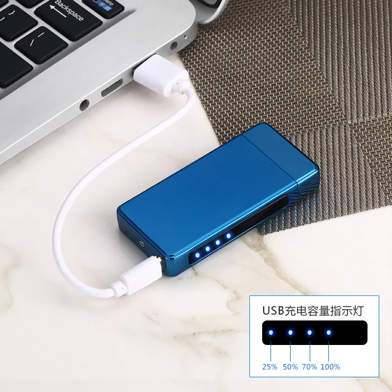 Двухдуговая плазменная зажигалка с отпечатком пальца USB ветрозащитные