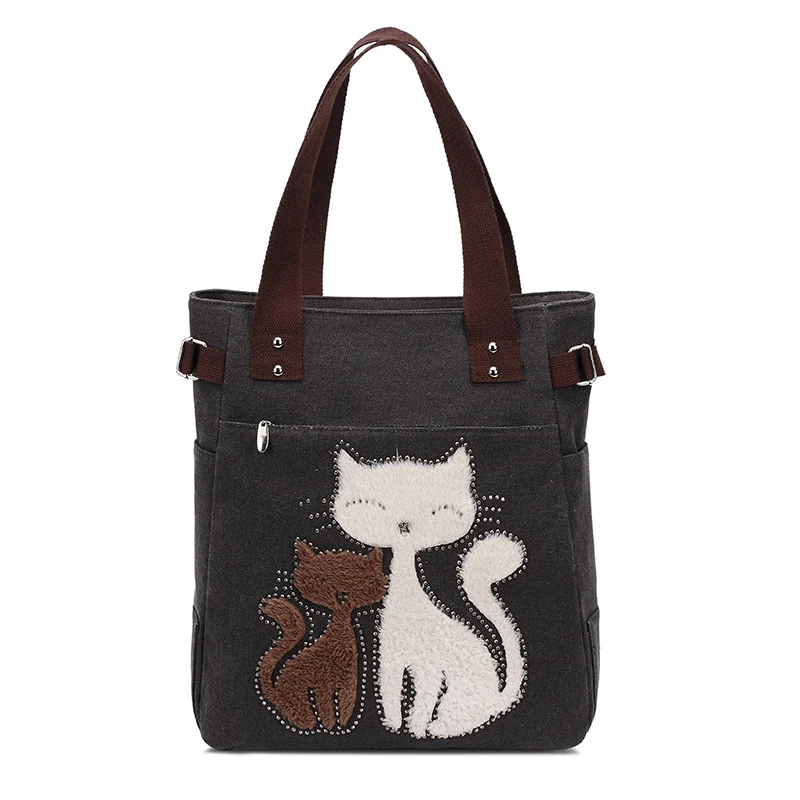 RanHuang 2023 Women's Canvas Handbags Cute Cat Tote Bag Lady Casual Shoulder Bags Women Fashion bolsas feminina - купить по