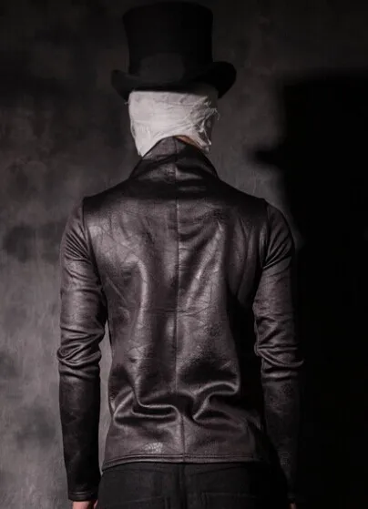 

2018 leather pullover sweatshirt fashion personalized asymmetrical basic shirt