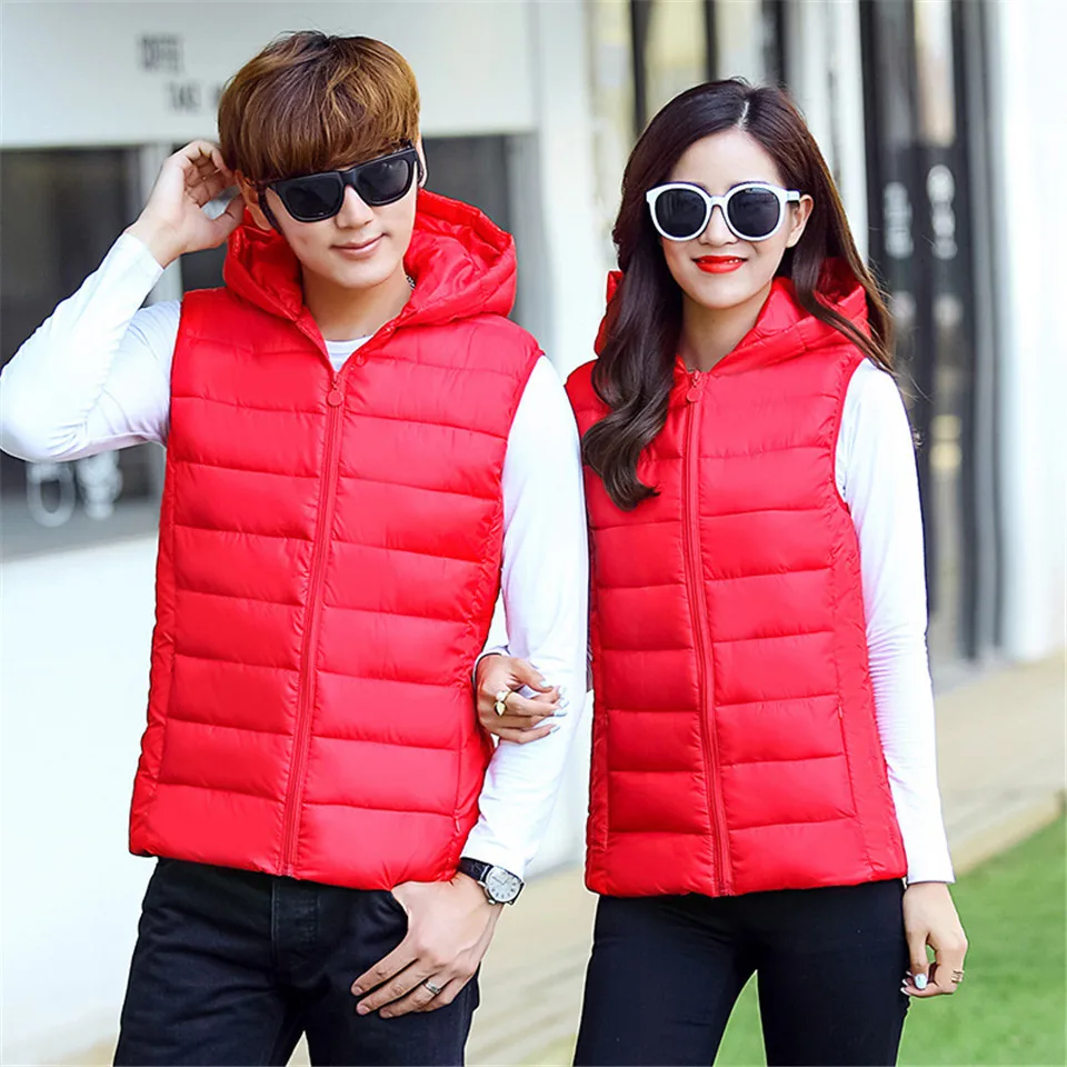 Мужские однотонные Жилеты с капюшоном зимние повседневные куртки без рукавов