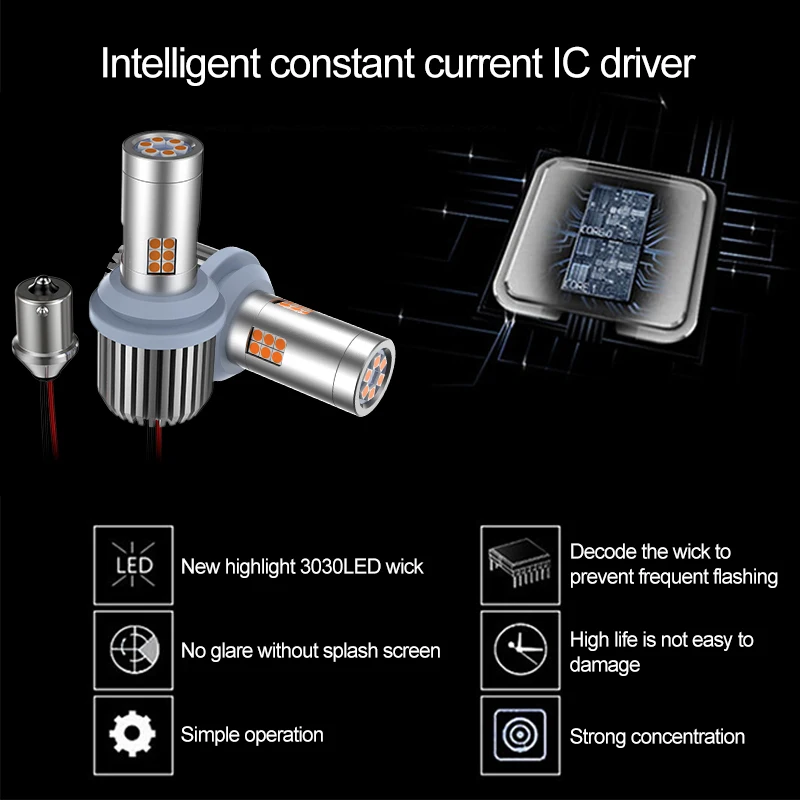 2 шт. 1156 P21W LED BA15S PY21W BAU15S Super Canbus Bulb T20 7440 для указателей поворота 1157 BAY15D светодиодный