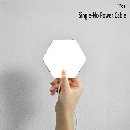 1Pc No Power Cable Квантовая лампа, светодиодные шестигранные лампы, модульный сенсорный светильник ing, Ночной светильник, магнитный Шестигранник, креативное украшение, настенный светильник - Испускаемый цвет: 1Pc No Power Cable