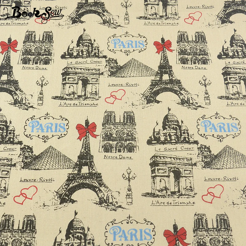 Home Textile Paris Theme Style Cotton Linen Fabric Booksew Sewing Tissu For Tablecloth Pillow Bag Curtain Cushion Decoration|cotton linen