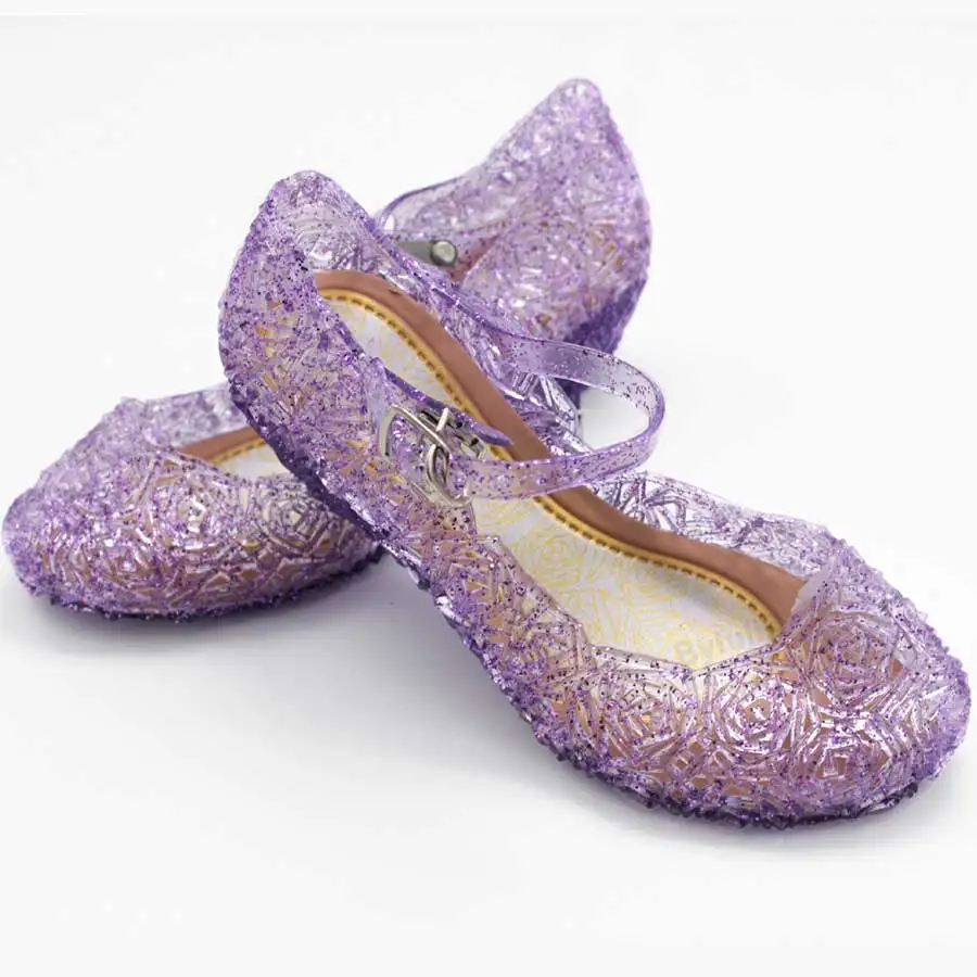 Z0157 Shoes Purple Женские детские туфельки, маскарадные туфельки со стразами для принцессы Анны, Эльзы, Золушки, для вечеринок, для девочек - Цвет: Z0157 Shoes Purple