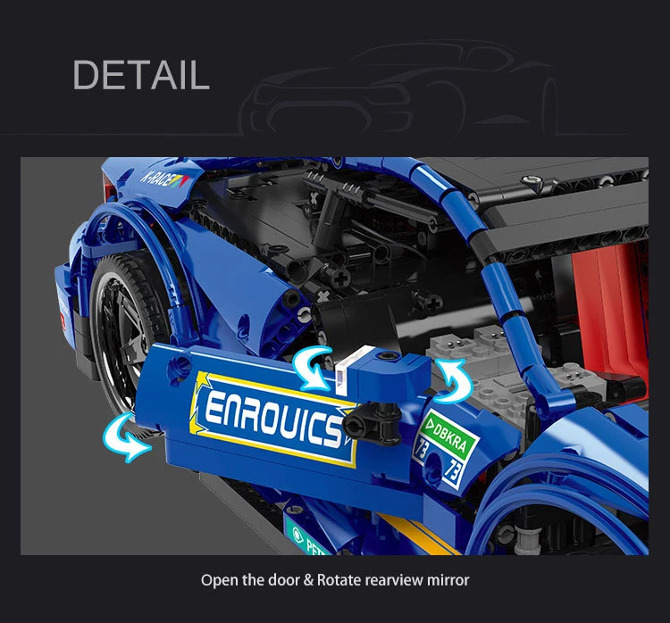Yuxing assembled building blocks electric remote control blue sports car children enlightenment free DIY spell plug toy