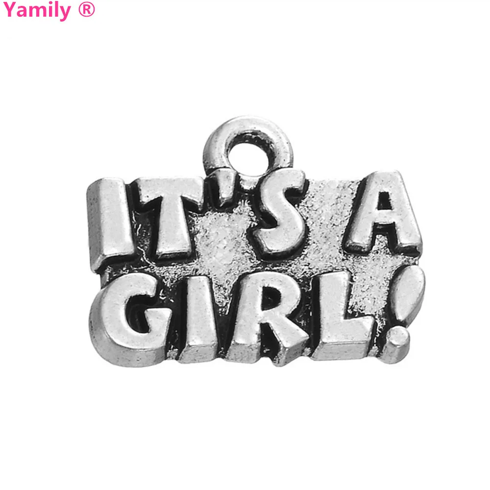 10 шт.-17x14 мм античная серебряная подвеска с надписью It A GIRL! Очаровательная |
