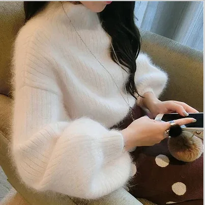Sweater Women 2021 Lantern Sleeve Autumn And Winter New Knit Loose Solid Color women's Sweaters Pullovers Vestidos LXJ500 | Женская