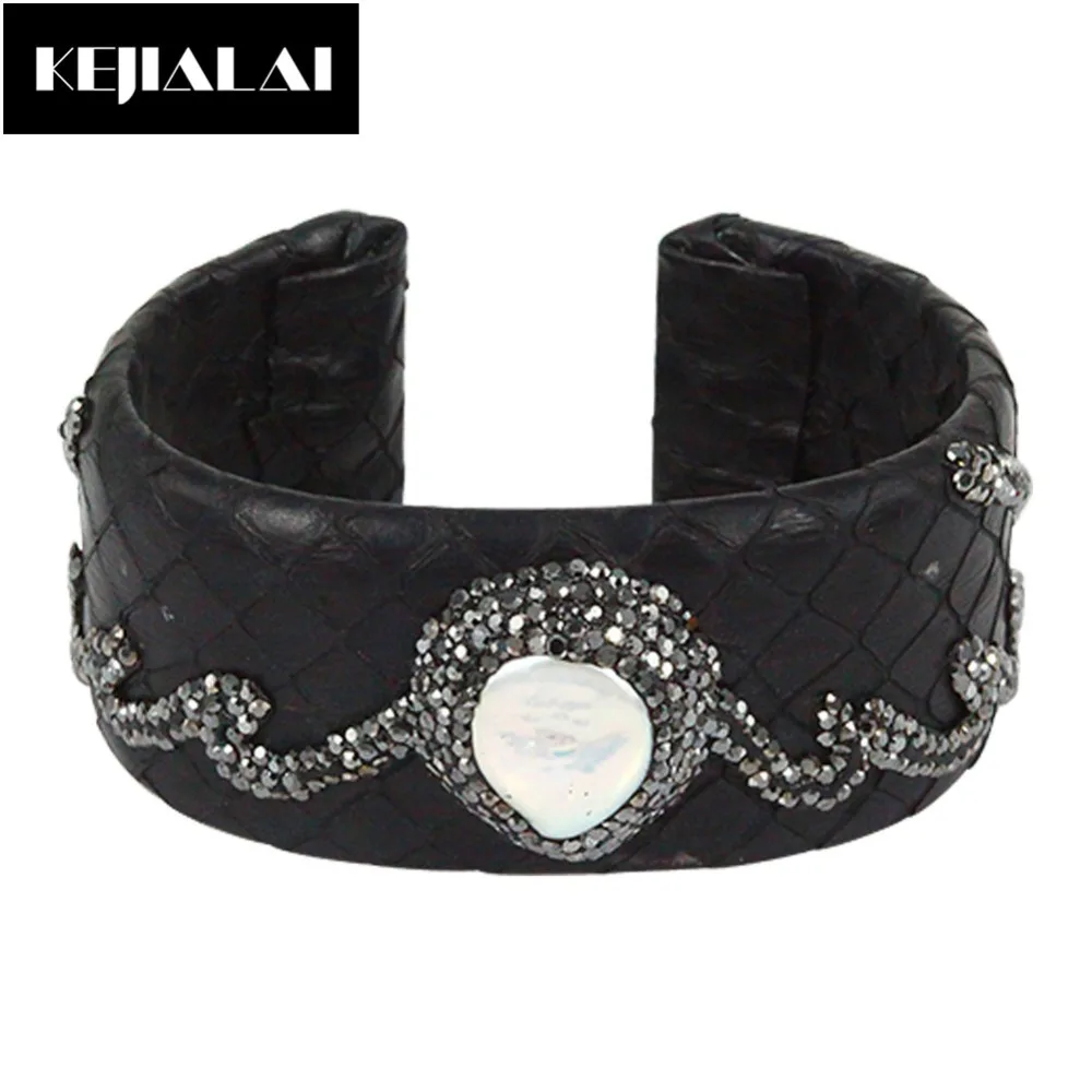 Высокое качество змеиной кожи питона браслеты и для женщин мужчин пресноводный