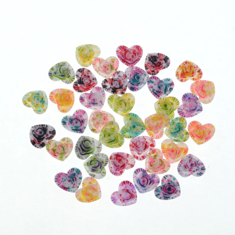 100 шт. цветы из смолы в форме сердца искусственные украшения для скрапбукинга